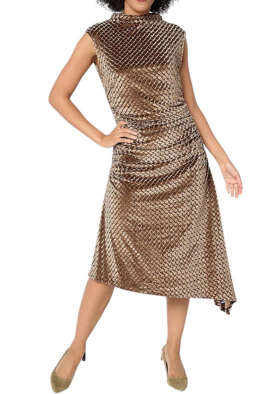 Destination 365 Women's Velvet Side Gathered Midi Dress Copper - Regular